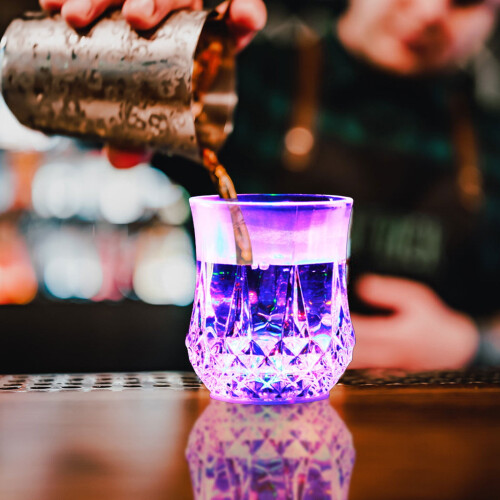 CELNNCOE Ποτήρια Ποτού Old Fashioned με LED Ενεργοποιημένο Υγρό, Σετ 2 Πολύχρωμων Φωτιζόμενων 2