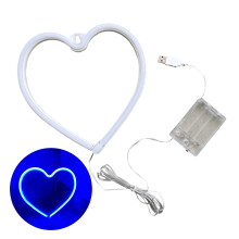 Luminária de neon dupla alimentação (bateria/USB) sem cintilação para decoração de parede no Dia dos Namorados, em formato de coração, ideal