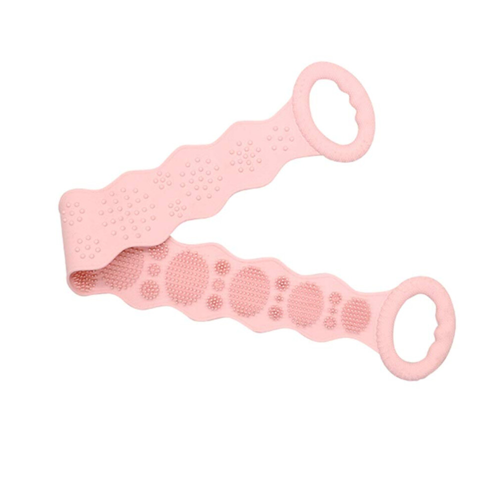 Pink Long Silicone Back Scrubber For Shower, Doublesided Silicone Body Brush With Exfoliation