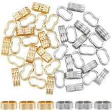 40 stk., 2 farger, 5 x 10 mm, 201 glideperler i rustfritt stål, store glideperler med avstandsstykke til snorarmbånd, smykkelaging