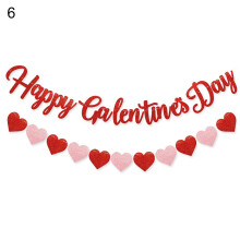 1 Set di striscioni con motivo a cuori d'amore, set per feste, striscioni di carta glitterata per feste di San Valentino, decorazioni per la casa - 6