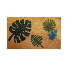 Sonderangebot! Leott Carpet „Willkommen im Dschungel“-Fußmatte, 40 x 60 cm, blattgrün, beflockt, „Sei nett oder Blatt“-Matte, 1 Stück