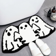 SUSUchens Tappetino da bagno di Halloween Fantasma Zucca Gatto Tappeto trapuntato Antiscivolo Tappeto spettrale per vasca da bagno per bagno cucina