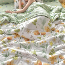 80*90inch Bed Throw Quilted, Green floral bed blanket, for bedroom and living room, Bedspread Bedroom Quilt Blanket