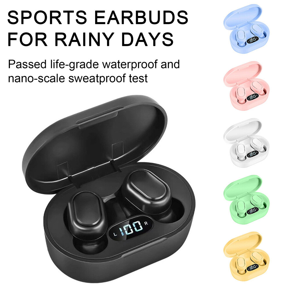 Susuchens Waterproof Wireless Earbuds Led Display Comfortable Fit Hifi Sound Low Latency Outdoor Sports -Compatible 5.0 Earphones Blue/Yellow 9004841161822