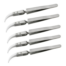 5PCS Ceramic Tip Electronic Soldering Tweezers,Anti-Static Reverse Acid Precision Chuck Ceramic Tweezers-A