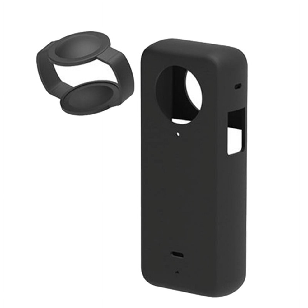 Silicone Case For Insta 360 X3 Panoramic Action Camera Dustproof Silicone Protective Case Anti-Drop Case(Black) Black 9004841163192