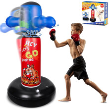 360 Rotating Inflatable Punching Bag for Kids, Heavy Duty Freestanding Boxing Toy Gift for Boys Girls 3-12, Compatible with Karate, Taekwondo