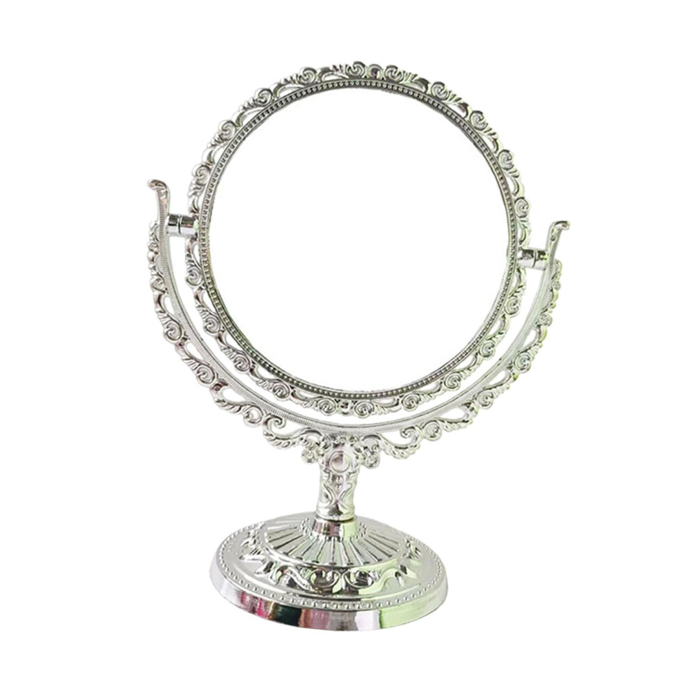 Tabletop Makeup Mirror Retro Rotation Platform Mirror for Hotel Bedroom Bath Round