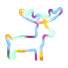 Guirlande lumineuse de Noël néon : Renne et sapin - Décoration murale verte, alimentation USB/piles - Convient pour chambre, chambre d'enfant -