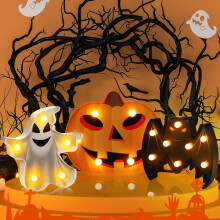 SUSUchens Halloween Lichtdecoratie Spook Pompoen Vleermuis LED Bureaulamp Batterijgevoede Nachtlampjes voor Thuis Slaapkamer Bar Feestdecoratie Stijl