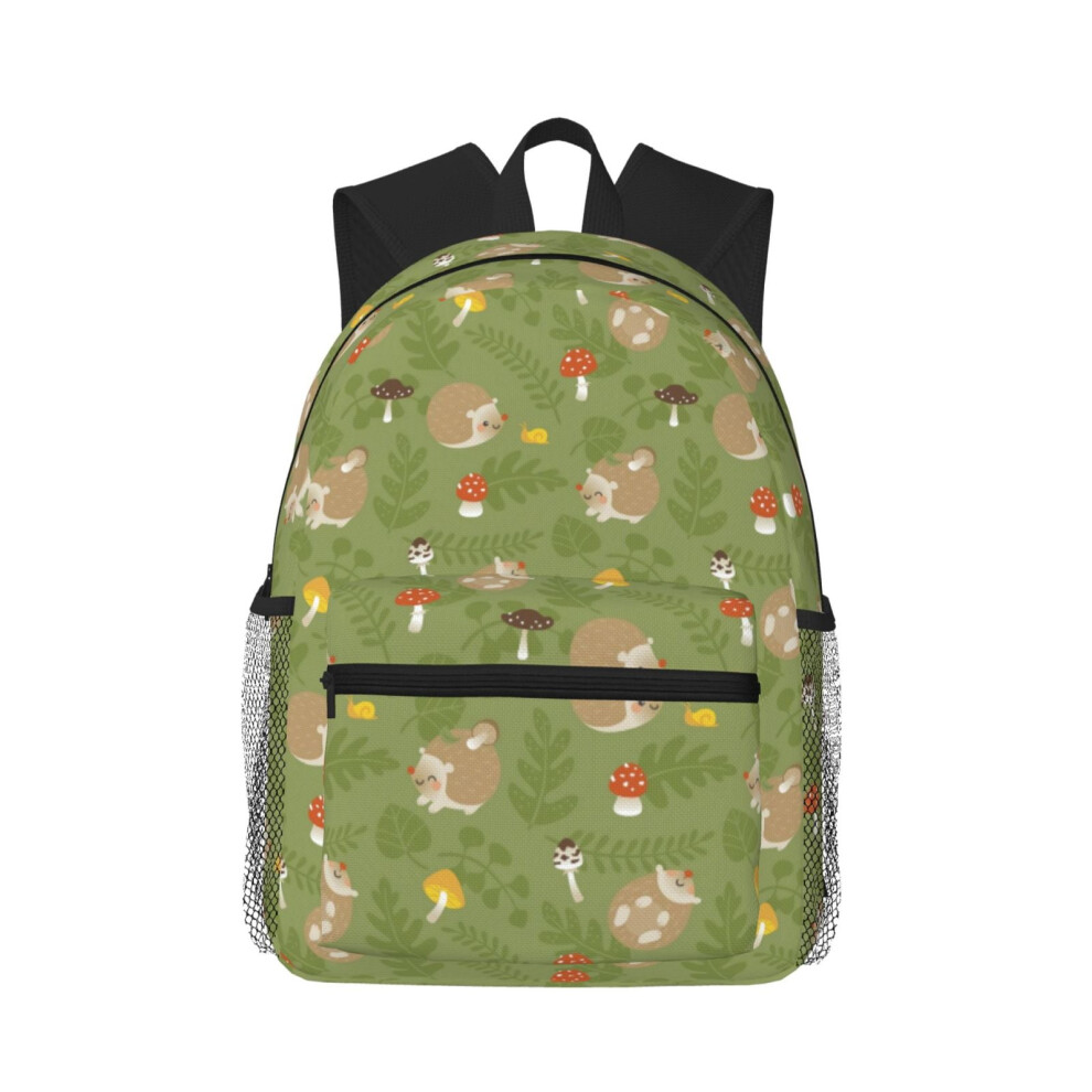 Cute Hedgehog With Mushrooms And Leaves Backpack Laptop Backpacks Travel Hiking Bag Business Backpacks For Women Men 9340258082078