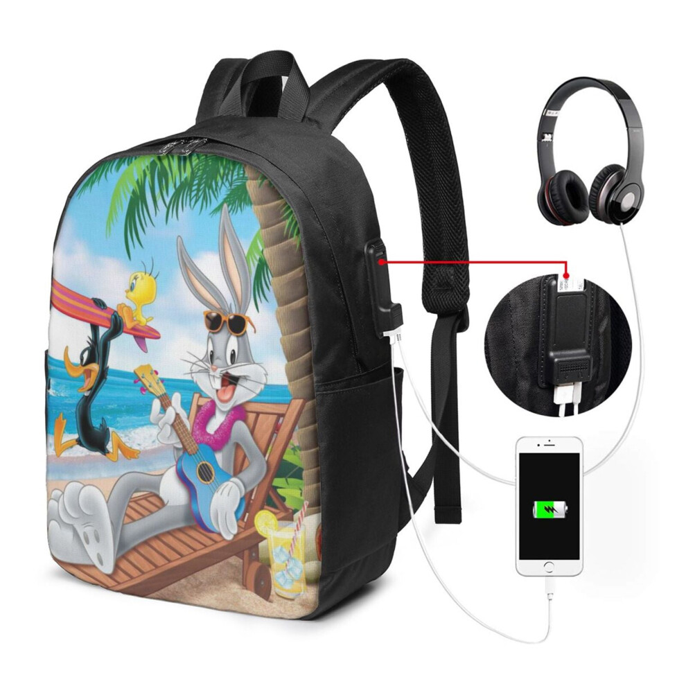 Looney Tunes Travel Laptop Backpack, Water Resistant & Anti-Theft With Usb Port, 17 Inch, Compatible With Macbook Pro, Business Daypack For Work, 9340258081842