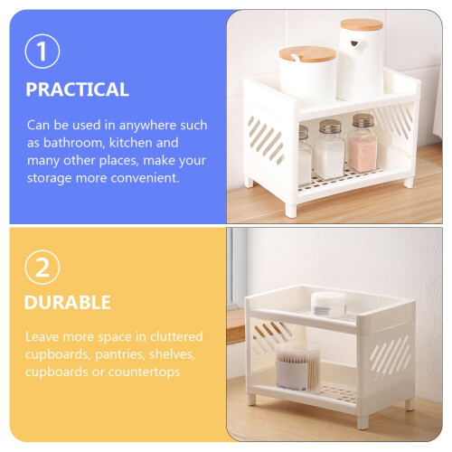 2 Pcs Plastic Kitchen Things Wisking Tool Shelf Cupboard Double Layer 2