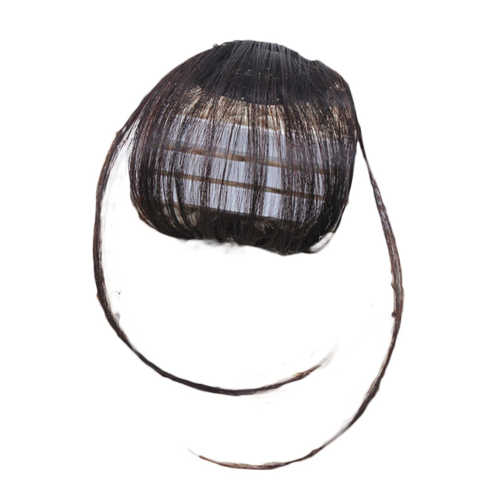 Unisex Brown Dark Bangs Wig Clip In Fringe Hairpiece For Women Natural Looking Neat Fringe Extension