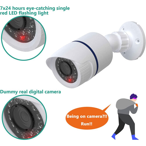 Ψεύτικη κάμερα CCTV ασφαλείας με θόλο Bullet Dummy, εσωτερική και εξωτερική με ένα φως, 2