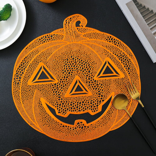 Σουπλά Janrevotw για Halloween, διακοσμητικά επιτραπέζια χαλάκια σε σχήμα κολοκύθας,