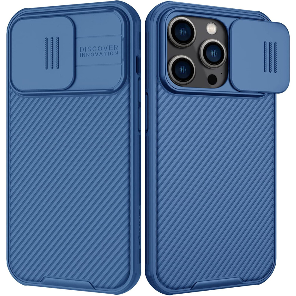 Camshield Slide Camera Cover Case For Iphone 14 Pro - Slim Shockproof Protective Case With Anti-Scratch Hard Pc & Tpu - 6.1'' Blue 9423501583666