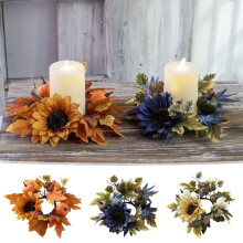 Décorations de Noël Jacenvly, compatibles avec les décorations de fêtes, centre de table d'Halloween, bougies citrouille et tournesol, couronne