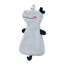 Serviette absorbante/Serviette suspendue, Serviettes pour les mains motif hippopotame mignon avec boucle de suspension, en microfibre absorbante,