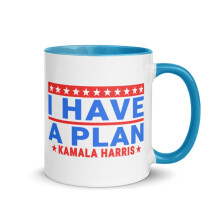 Mug Kamala Harris 2024 avec inscription « J'ai un plan » (Bleu, 325 ml)