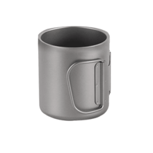 Tasse à eau en titane à double paroi de 350 ml avec poignée, idéale pour la maison, le camping, la randonnée et les pique-niques.