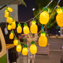 Lksixu Ananas Lyskæde, 79" 3D LED Varmglødende Ananasdekorationer, Batteridrevne Vandtætte Frugtlyskæder til Indendørs Udendørs Fest