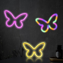 Grusce3 stk. LED sommerfugle neonlys, kompatibel med vægdekoration, batteri-/USB-drevet, kreativ hængende natlys til fest og bryllup