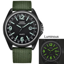 Kiplyki Herren-Quarzuhr im Militärstil, schwarzes Zifferblatt, Datumsanzeige, Luxus-Sportarmbanduhr