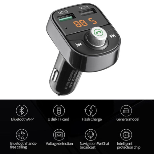 Πομπός Bluetooth5.3Fm, προσαρμογέας αυτοκινήτου για streaming ήχου Hi-Fi με γρήγορο φορτιστή, 2