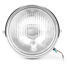 Motorfietskoplamp met vintage rond design, heldere en gerichte lichtbundel, universeel passende koplamp voor motorfietsen, retro zilverkleurige