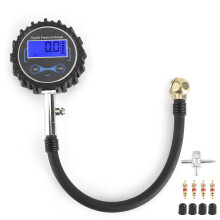 Manometru digital pentru presiunea anvelopelor cu afișaj LCD iluminat, manometru de înaltă precizie 200PSI cu 4 unități de presiune și capac