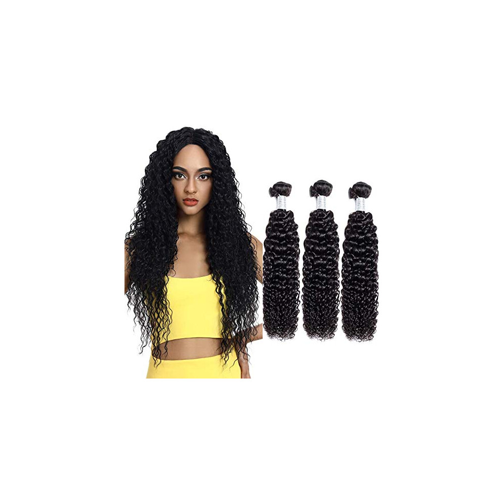 Unisex Brown Brazilian Kinky Curly Virgin Human Hair Bundles 18 20 22 Inch Jerry Curl Extensions