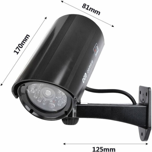 Simulation Bullet Camera, Solar Powered Security Camera, Realistic Appearance, Waterproof Outdoor and Indoor Use, Easy Installation, Durable ABS 1