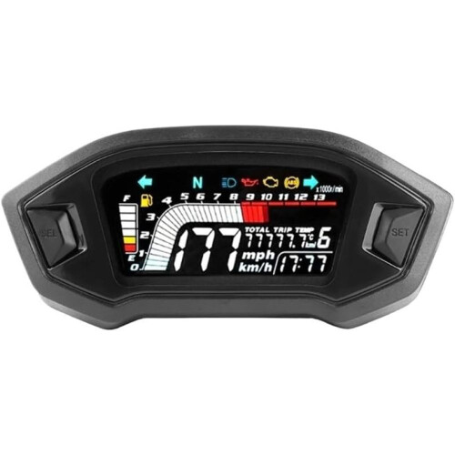Motorcycle Digital Tachometer, Digital Meter Speedometer Odometer with LCD Display and Backlight Digital Odemeter, Universal Application Waterproof 2
