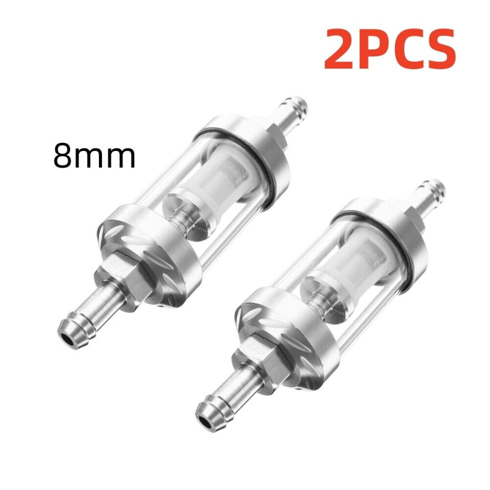 Innovative Fuel Filtration Solution, Aluminum Metal Glass Inline Fuel Filters With Clear View, For Wide Application In Cars, Motorcycles, Atvs (2Pcs) 9138057181043