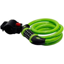 Bike Cable Lock, High Security 5 Digit Resettable Combination, Anti Theft For Outdoor Adventures, Green Self Coiling 1.2m x 12mm Cable, Waterproof