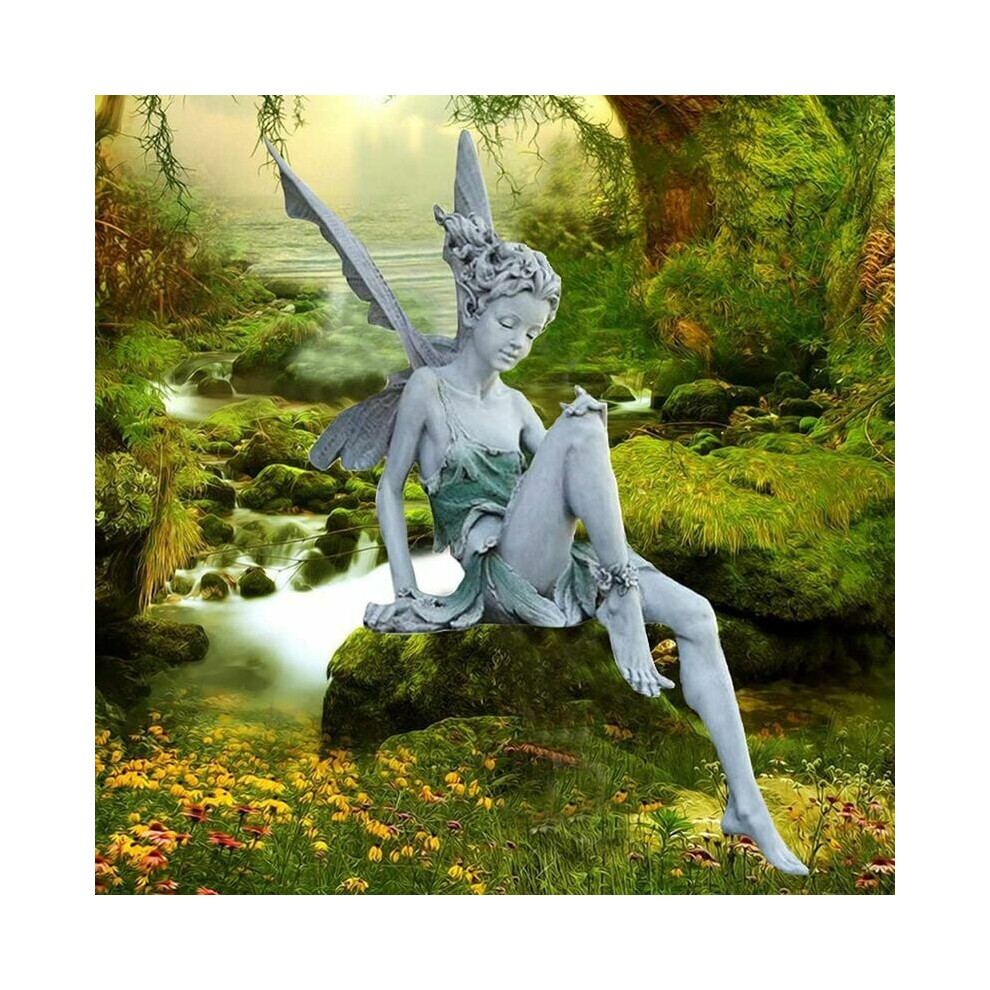 Enchanting Fairy Garden Figurine, Unique Design Resin Garden Sculptures, Tudor And Turek Fairy Hand-Painted Details Aged Treatment, Outdoor Decor For 9138057179804
