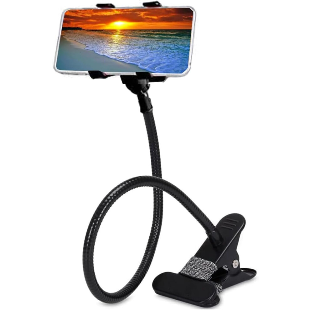 Universal Holder For Smartphones, 360 Rotating Gooseneck Mount With Flexible Long Arm And Heavy Duty Clamp, Adjustable Height Lazy Phone Stand With 9138057185478