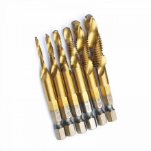 Titanium boor- en tapcombinatieset, 3-in-1 ontwerp voor boren, tappen, ontbramen en verzinken, zeskantschacht met snelwisselfunctie,