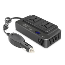 Car Power Inverter for On-The-Go Charging, DC to AC Power Conversion Device 200W 12V to 220V with Dual Universal Sockets and Multiple Charging Ports