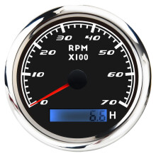 Tacómetro para uso marino y vehicular, indicador de RPM del motor resistente al agua y a las vibraciones con pantalla LCD de contador de horas,