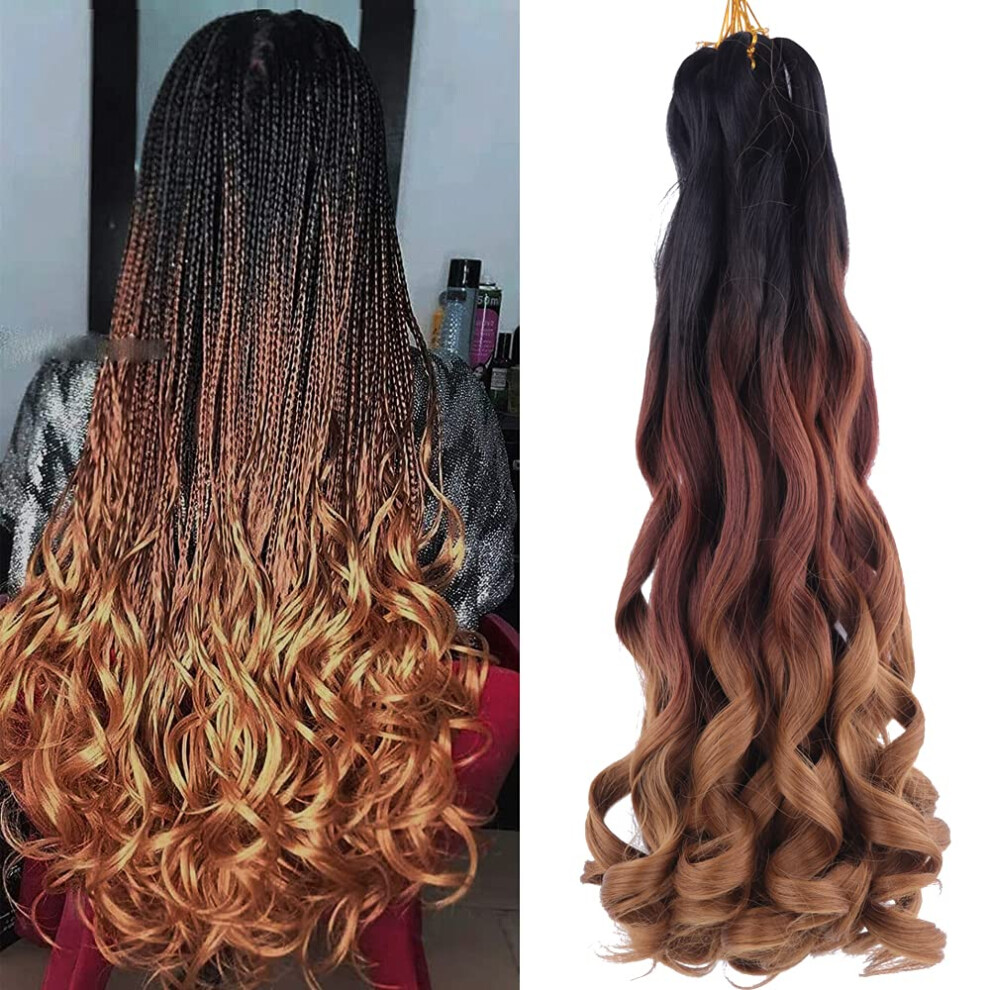 French Curl Braiding Hair Extensions 22 Inch Synthetic Wavy Crochet Braids 7 Pack TB/30/27