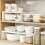 Spice Rack Cabinet Organizer with Solid Dish Storage Shelf for Kitchen Bathroom Countertop White 5