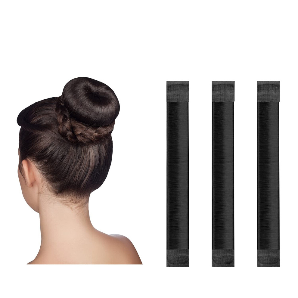 Hair Bun Maker and French Twist Tool 3 Pcs Black, Fast Styling with Secure Hold for Women