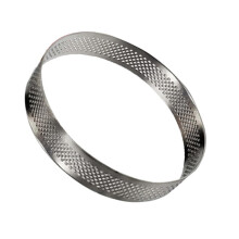 Stainless Steel Tart Ring with Perforated Design, Non Stick Cake Mold for Quiches and Desserts