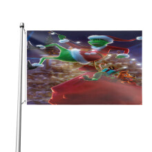 Bandeira externa do Grinch, 90 x 150 cm, dupla face, para casa, jardim, quintal, desfile, decoração de festa, tapeçaria de parede.