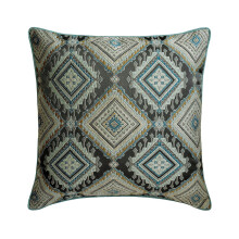 Blauer Kissenbezug (50 x 50 cm) für Sofa, Jacquard-Seide, Zierkissen mit Aztekenmuster, moderner Stil – Aztec Invent