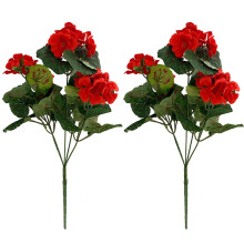 Kunstige begonier med stilk, realistiske, kunstige røde blomster, kompatibel med Gardenne, ingen vanning, til bryllup, fotorekvisitter, hjemmedekor