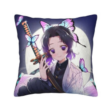 Fodera per cuscino in morbido velluto a coste con stampa Demon Slayer, 45x45 cm, fodera decorativa per divano, camera da letto, letto, sedia e